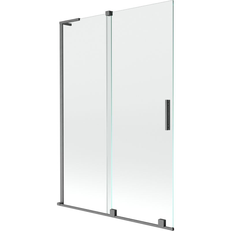 Mexen Velar L paravent de baignoire coulissant à 2 panneaux 120 x 150 cm, transparent, gris canon brossé - 896-120-003-01-66