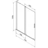Mexen Velar L pare-douche de baignoire 2 battants coulissants 75 x 150 cm, graphite, gris canon brossé - 896-075-003-41-66