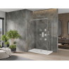 Mexen Omega cabine de douche coulissante 140 x 70 cm, transparent, chrome + bac à douche Flat - 825-140-070-01-00-4010