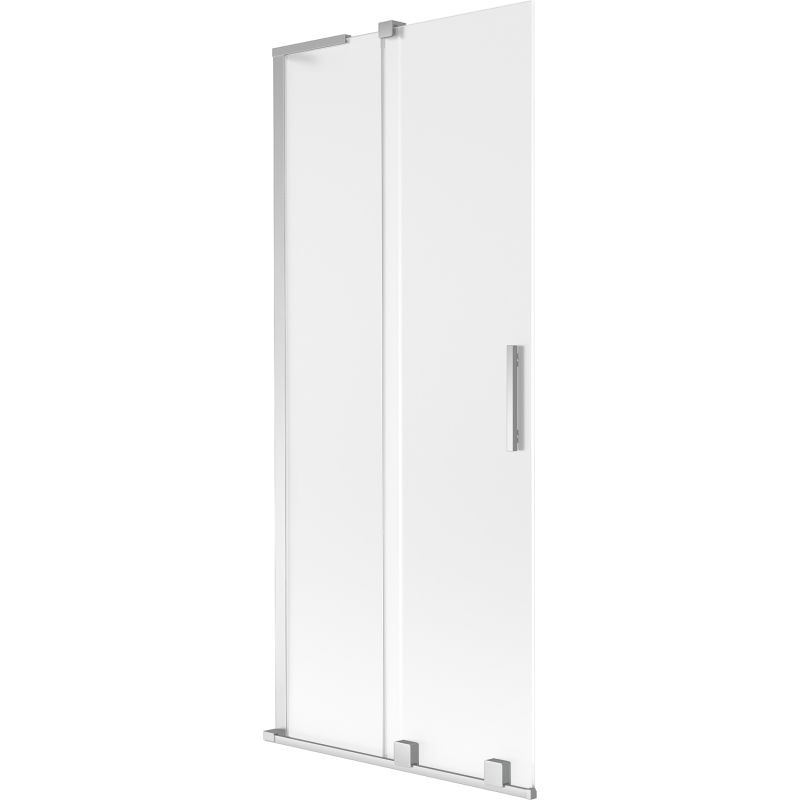 Mexen Velar L pare-douche de baignoire coulissant à 2 panneaux 80 x 150 cm, dépoli, chrome - 896-080-003-31-01