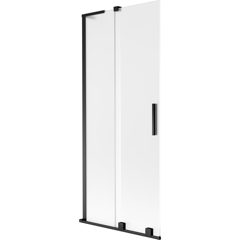 Mexen Velar L pare-douche de baignoire coulissante à 2 panneaux 80 x 150 cm, givré, noir - 896-080-003-31-70