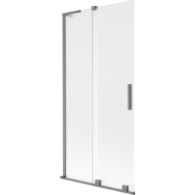 Paroi de baignoire coulissante 2 panneaux Mexen Velar L 90 x 150 cm, givré, métal canon - 896-090-003-31-95