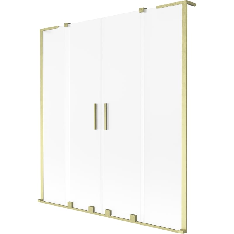 Mexen Velar L Duo paroi de baignoire 2 volets coulissants 150 x 150 cm, givre, doré brossé - 896-150-003-32-55