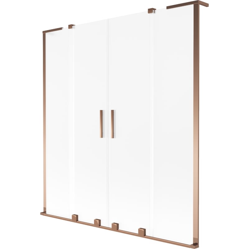 Mexen Velar L Duo paroi de baignoire à 2 panneaux coulissants 150 x 150 cm, givré, or rose - 896-150-003-32-60