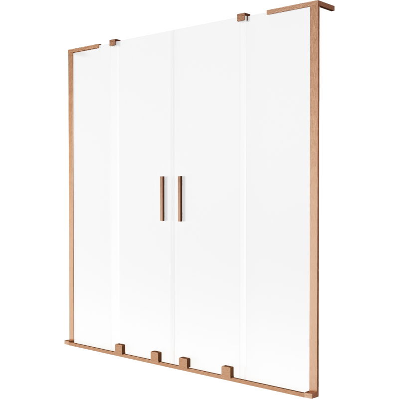 Paroi de baignoire Mexen Velar L Duo, 2 volets coulissants 150 x 150 cm, givrée, cuivre brossé - 896-150-003-32-65