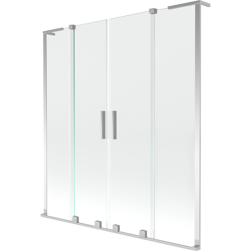 Mexen Velar L Duo écran de bain à 2 portes coulissantes 150 x 150 cm, transparent, chrome - 896-150-003-02-01
