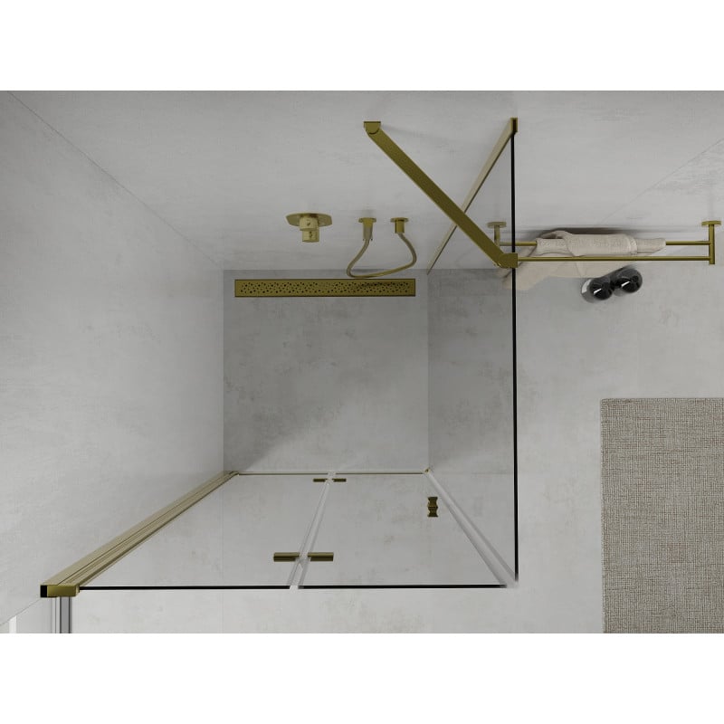 Mexen Lima cabine de douche pliante 70 x 70 cm, transparent, or - 856-070-070-50-00