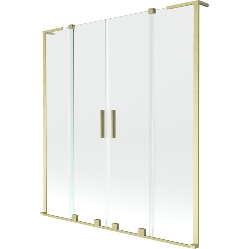 Mexen Velar L Duo paroi de baignoire à 2 volets coulissants 150 x 150 cm, transparent, or brossé - 896-150-003-02-55