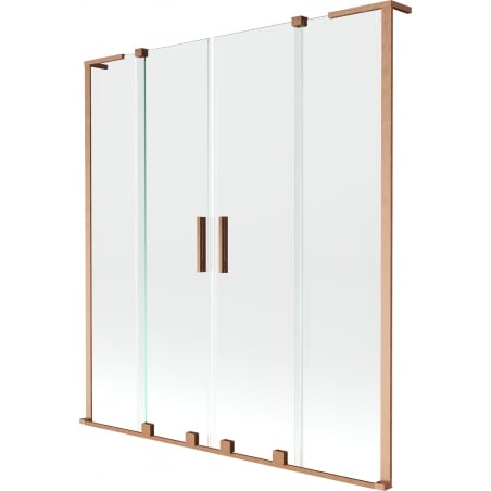 Mexen Velar L Duo paroi de baignoire 2 volets coulissants 150 x 150 cm, transparent, cuivre brossé - 896-150-003-02-65