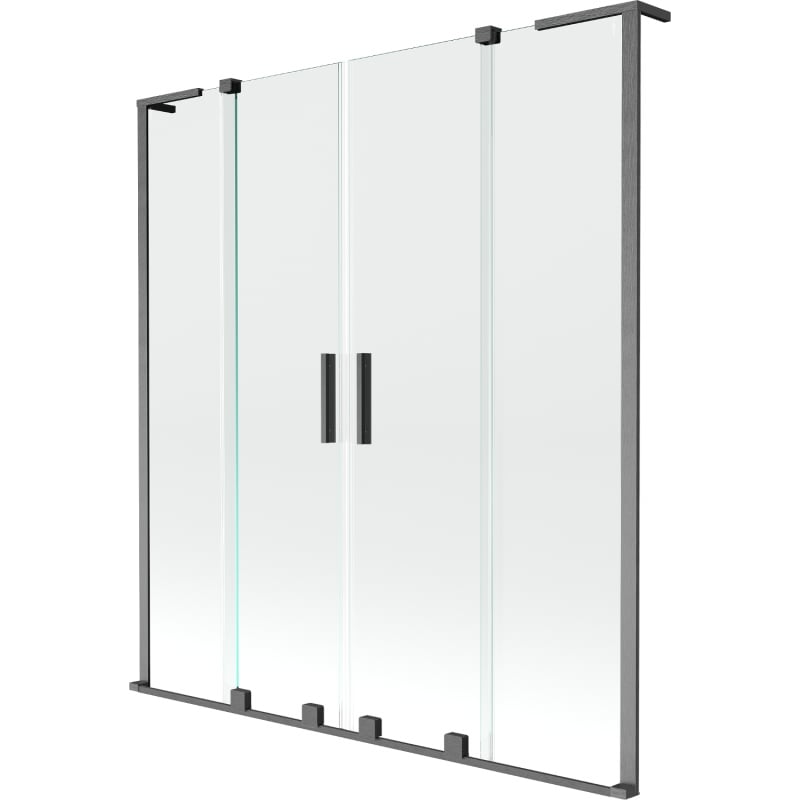 Mexen Velar L Duo paravent de baignoire à 2 volets coulissants 150 x 150 cm, transparent, gris canon brossé - 896-150-003-02-66