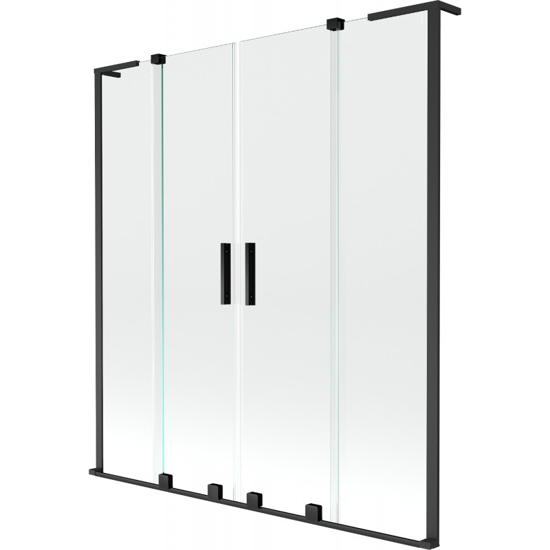 Mexen Velar L Duo paroi de douche 2 panneaux coulissants 150 x 150 cm, transparent, noir - 896-150-003-02-70