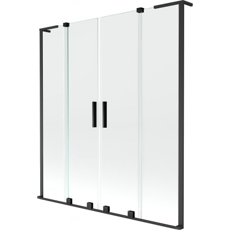 Mexen Velar L Duo paroi de douche 2 panneaux coulissants 150 x 150 cm, transparent, noir - 896-150-003-02-70