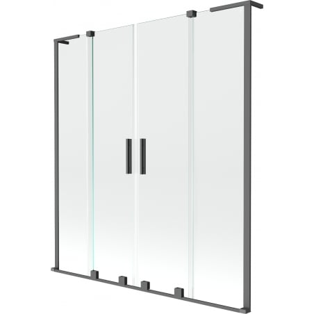 Mexen Velar L Duo paroi de baignoire 2 volets coulissants 150 x 150 cm, transparent, métal grisé - 896-150-003-02-95