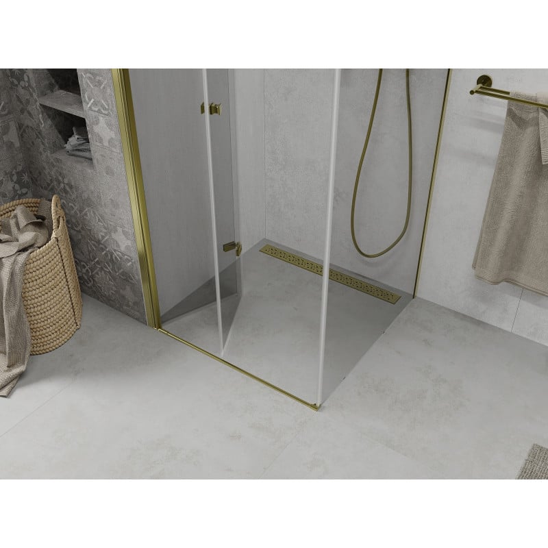 Mexen Lima cabine de douche pliante 70 x 70 cm, transparent, or - 856-070-070-50-00