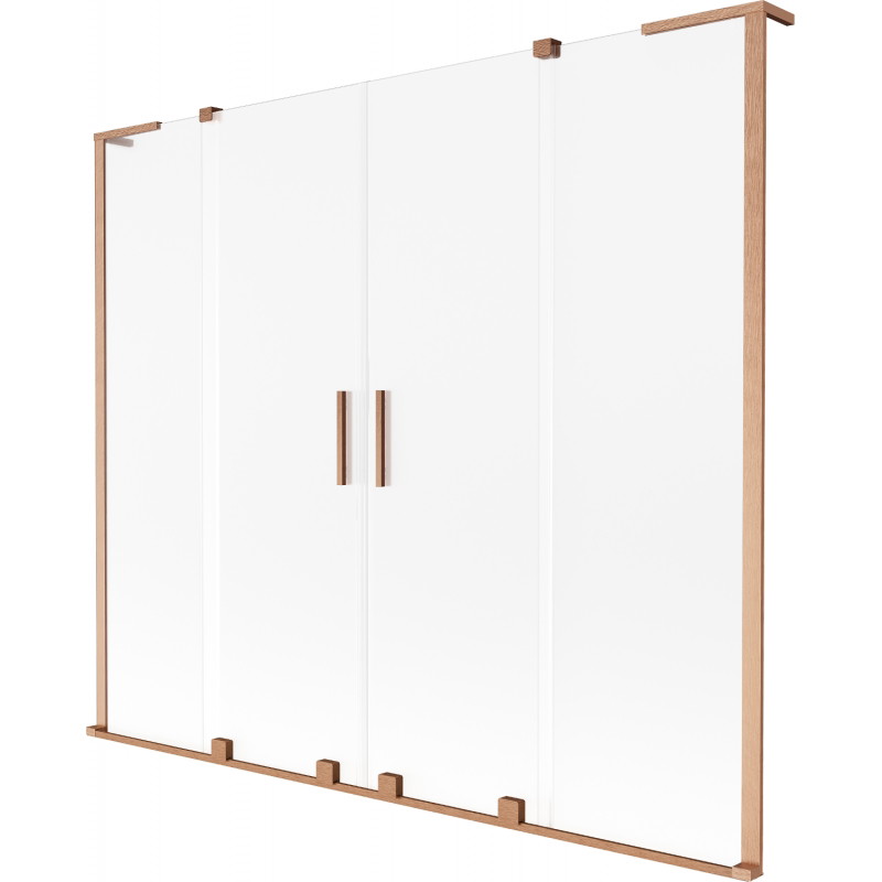 Mexen Velar L Duo paravent de baignoire à 2 ailes coulissant 180 x 150 cm, givré, cuivre brossé - 896-180-003-32-65