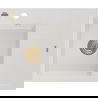 Évier de cuisine Mexen Ben en granit 1 bac avec égouttoir gauche 600 x 500 mm, blanc, siphon doré - 6522605000-20-G