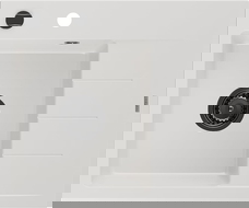 Mexen Ben évier en granit 1 bac avec égouttoir, gauche 600 x 500 mm, blanc, siphon noir - 6522605000-20-B