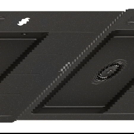 Mexen Ben évier en granit 1 bac avec égouttoir, gauche 600 x 500 mm, noir/or métallique, siphon noir - 6522605000-75-B