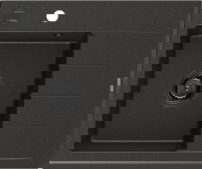 Mexen Ben évier en granit 1 bac avec égouttoir, gauche 600 x 500 mm, noir/or métallique, siphon noir - 6522605000-75-B