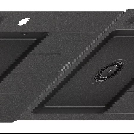 Mexen Ben évier en granit 1 bac avec égouttoir, gauche 600 x 500 mm, noir moucheté, siphon noir - 6522605000-76-B