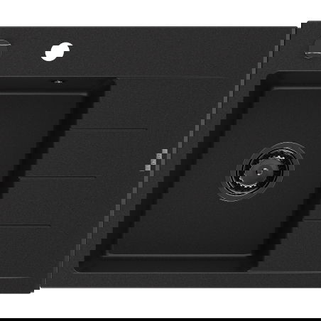 Mexen Ben évier en granit 1 bac avec égouttoir, gauche 600 x 500 mm, noir, siphon noir - 6522605000-77-B