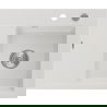 Mexen Ben évier de cuisine en granit à 1 bac avec égouttoir à droite 600 x 500 mm, blanc, siphon chrome - 6523605000-20