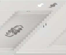 Mexen Ben évier en granit 1 bac avec égouttoir, droit 600 x 500 mm, blanc, siphon chromé - 6523605000-20