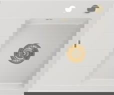 Mexen Ben Évier en granit 1 bac avec égouttoir, droit 600 x 500 mm, blanc, siphon doré - 6523605000-20-G