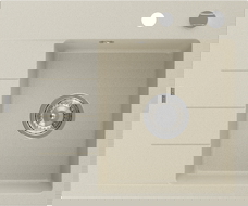 Mexen Ben évier en granit 1 bac avec égouttoir, à droite 600 x 500 mm, beige, siphon chromé - 6523605000-69