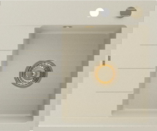 Mexen Ben évier en granit à 1 bac avec égouttoir, droit 600 x 500 mm, beige, siphon doré - 6523605000-69-G