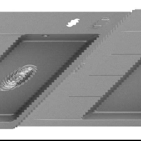 Mexen Ben évier en granit 1 bac avec égouttoir, côté droit 600 x 500 mm, gris, siphon chromé - 6523605000-71