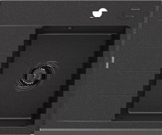 Mexen Ben évier en granit à 1 bac avec égouttoir, droit 600x500 mm, noir/argent métallisé siphon noir - 6523605000-73-B