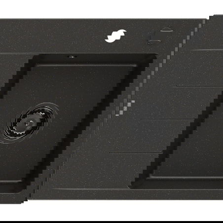 Mexen Ben évier en granit 1 bac avec égouttoir, droit 600 x 500 mm, noir/doré métallisé siphon noir - 6523605000-75-B