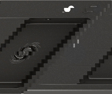 Mexen Ben évier en granit 1 bac avec égouttoir, droit 600 x 500 mm, noir/doré métallisé siphon noir - 6523605000-75-B