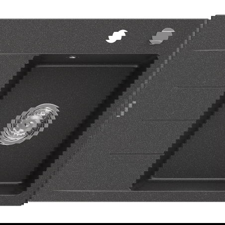 Mexen Ben évier en granit 1 bac avec égouttoir, droit 600 x 500 mm, noir moucheté, siphon chromé - 6523605000-76