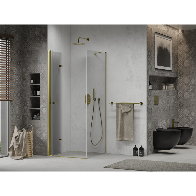 Mexen Lima cabine de douche pliante 80 x 80 cm, transparente, dorée - 856-080-080-50-00