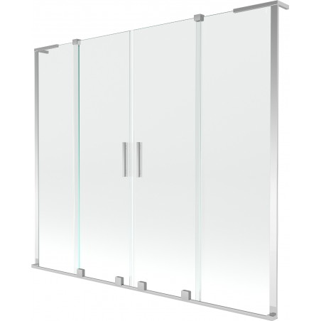 Mexen Velar L Duo paroi de baignoire 2 volets coulissants 180 x 150 cm, transparent, chrome - 896-180-003-02-01