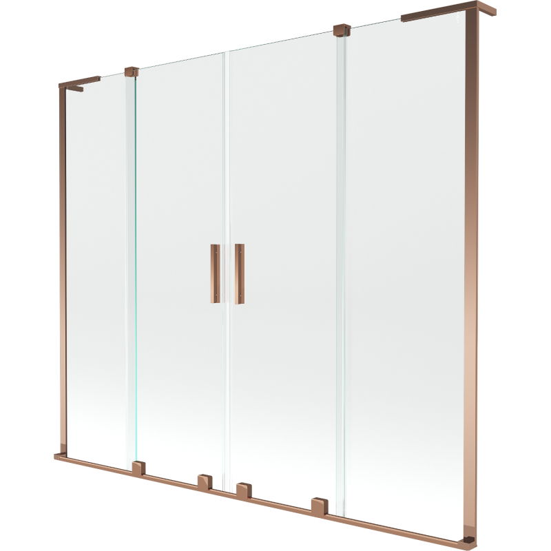 Paroi de baignoire à 2 volets coulissants Mexen Velar L Duo 180 x 150 cm, transparent, or rose - 896-180-003-02-60