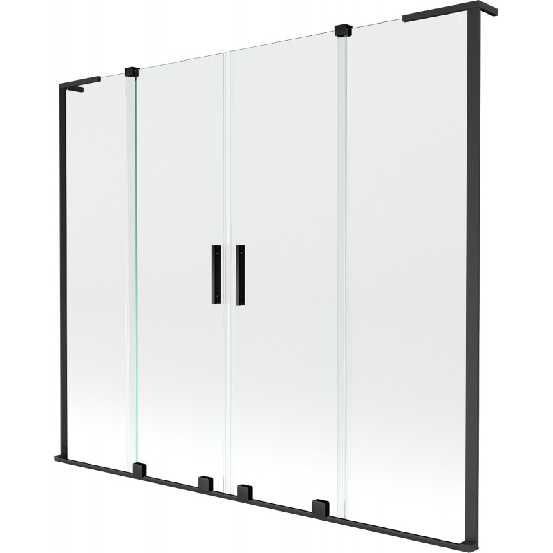 Mexen Velar L Paroi de baignoire duo 2 volets coulissants 180 x 150 cm, transparent, noir - 896-180-003-02-70