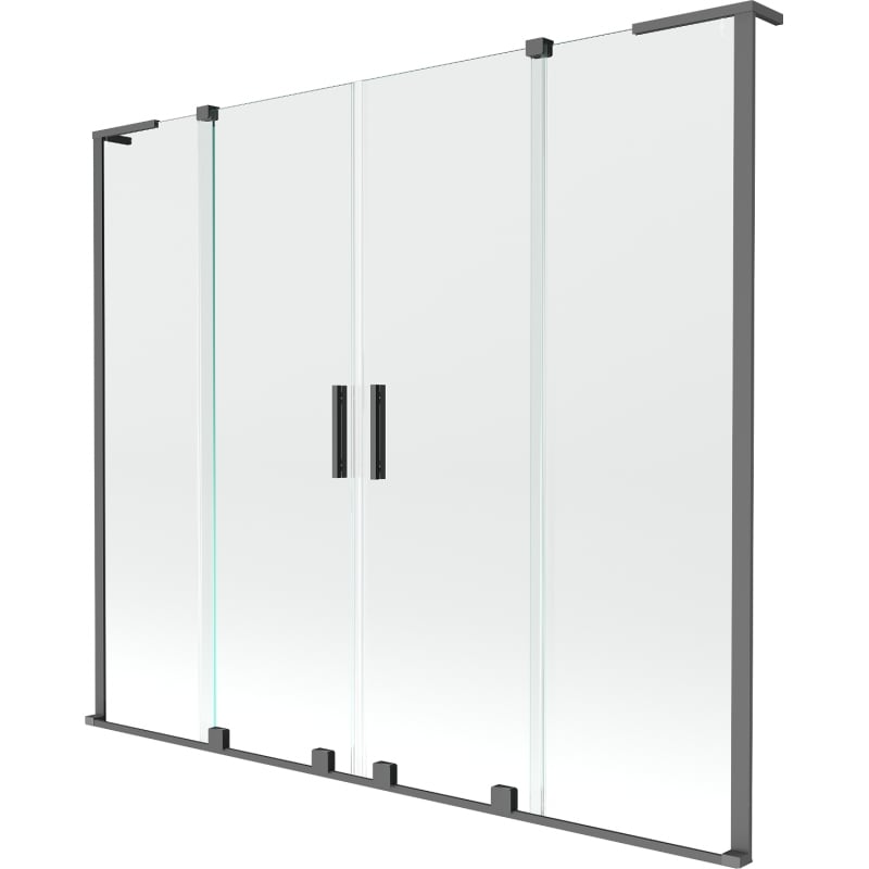 Mexen Velar L Duo paroi de baignoire à 2 battants coulissants 180 x 150 cm, transparent, métal gun - 896-180-003-02-95