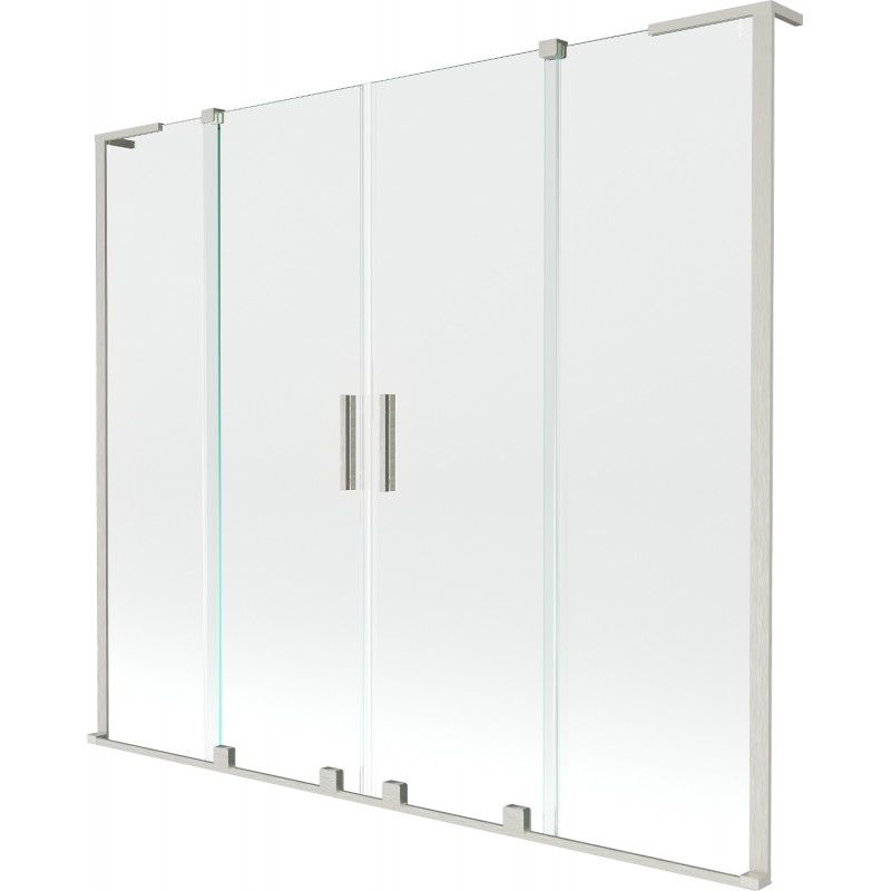 Mexen Velar L Duo paroi de baignoire à 2 volets coulissante 180 x 150 cm, transparent, nickel brossé - 896-180-003-02-97