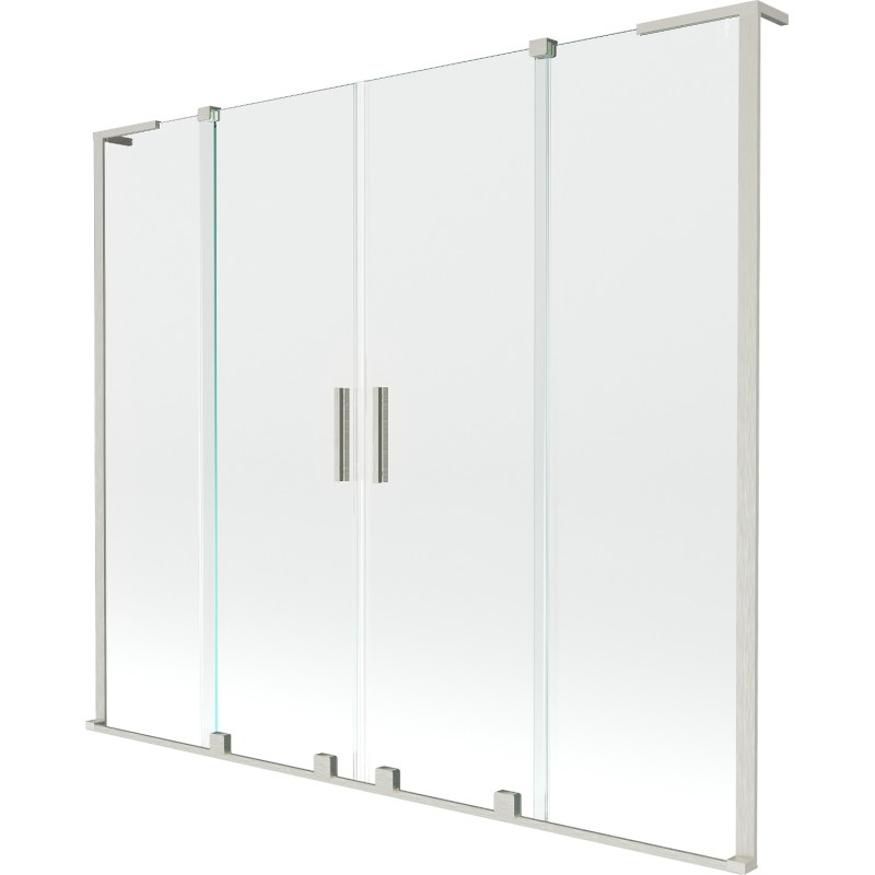 Mexen Velar L Duo paroi de baignoire à 2 volets coulissants 180 x 150 cm, transparent, nickel brossé - 896-180-003-02-97