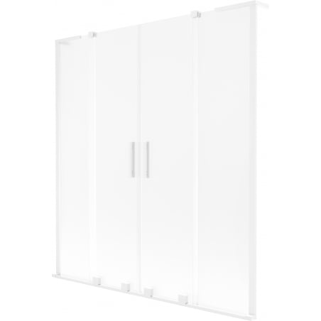 Mexen Velar L Duo paroi de baignoire à 2 panneaux coulissants 140 x 150 cm, givrée, blanche - 896-140-003-32-20