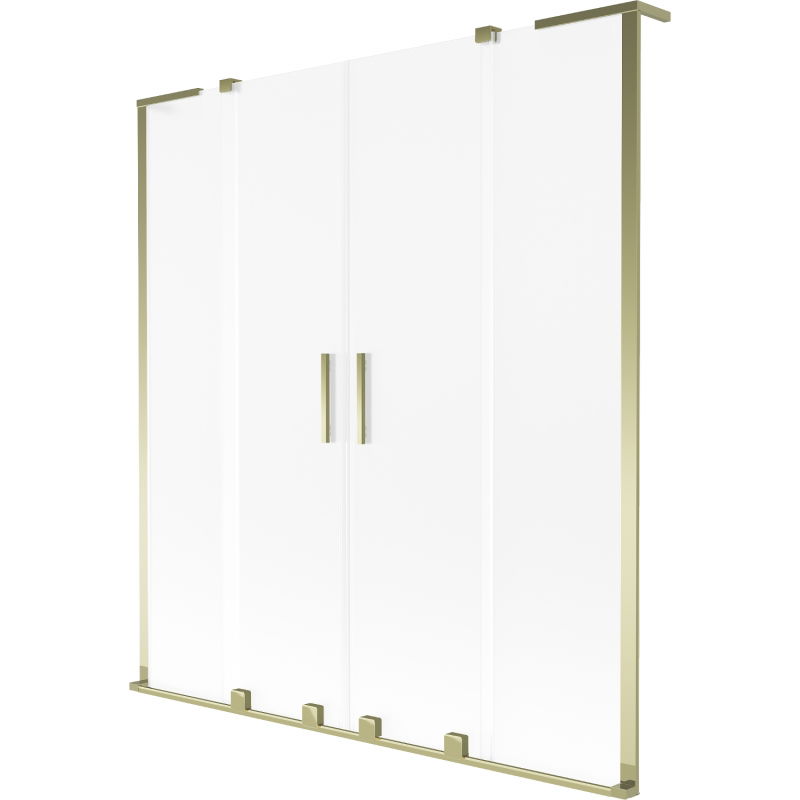 Mexen Velar L Duo paroi de baignoire à 2 panneaux coulissants 140 x 150 cm, givré, or brossé - 896-140-003-32-55