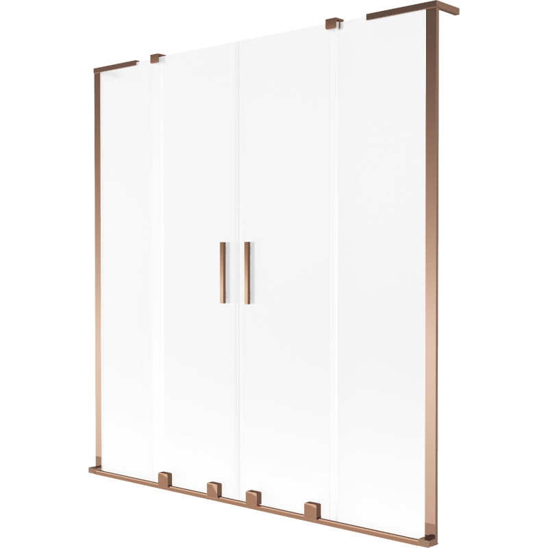 Mexen Velar L Duo paroi de baignoire 2 volets coulissants 140 x 150 cm, givré, or rose - 896-140-003-32-60