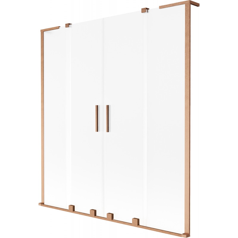 Mexen Velar L Duo paroi de baignoire à 2 volets coulissants 140 x 150 cm, givre, cuivre brossé - 896-140-003-32-65