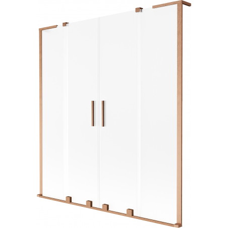 Mexen Velar L Duo paroi de baignoire à 2 volets coulissants 140 x 150 cm, givre, cuivre brossé - 896-140-003-32-65
