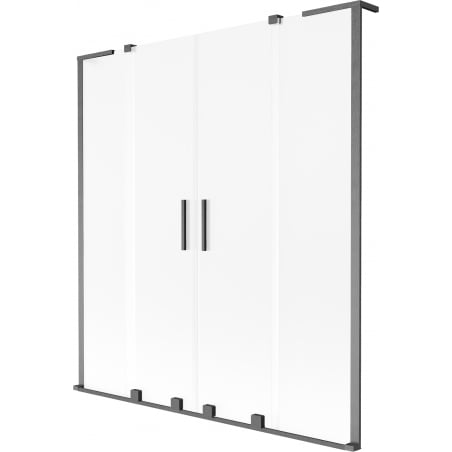 Mexen Velar L Duo pare-douche de baignoire coulissant à 2 panneaux 140 x 150 cm, givré, gris canon brossé - 896-140-003-32-66