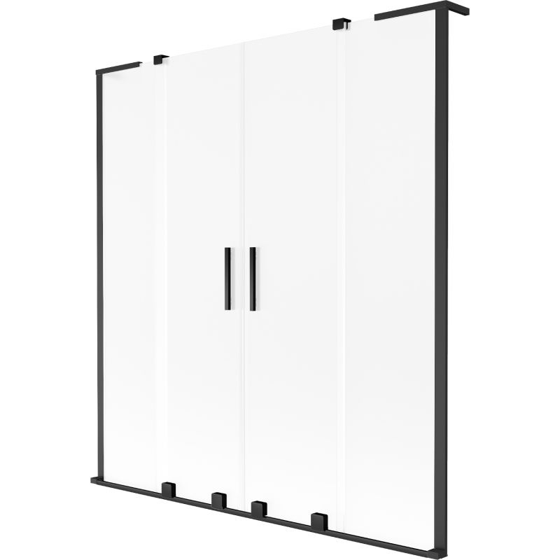 Mexen Velar L Duo écran de baignoire 2 volets coulissants 140 x 150 cm, givré, noir - 896-140-003-32-70