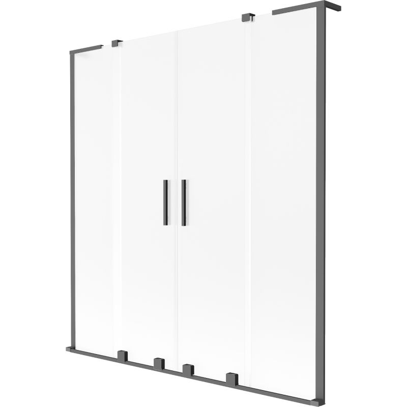 Mexen Velar L Duo paroi de baignoire 2 vantaux coulissants 140 x 150 cm, givre, métal gun - 896-140-003-32-95